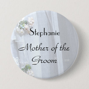 Vintage Lace Personalised Mother of Groom Button