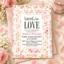 Vintage Lace Pink Watercolor Floral Bridal Shower