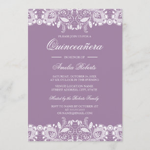 Vintage Lace Purple Quinceanera Invitation