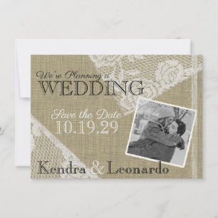 Vintage Lace Romantic Save the Date