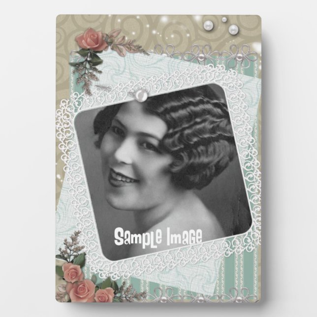 Vintage Lace Roses and Pearls Art Plaque (Front)