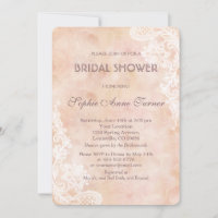 Vintage Lace Roses Old Paper Bridal Shower Invite
