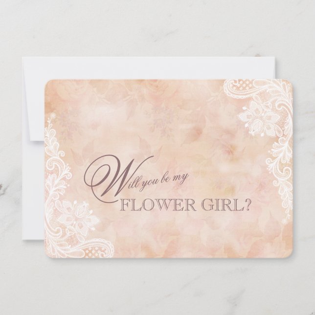 Vintage Lace Roses Old Paper Wedding Flower Girl (Front)