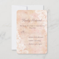 Vintage Lace Roses Old Paper Wedding RSVP Invite