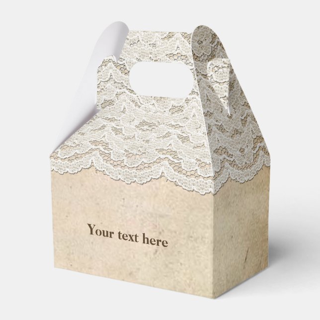 Vintage Lace Rustic Romance Party Favour Boxes (Front Side)