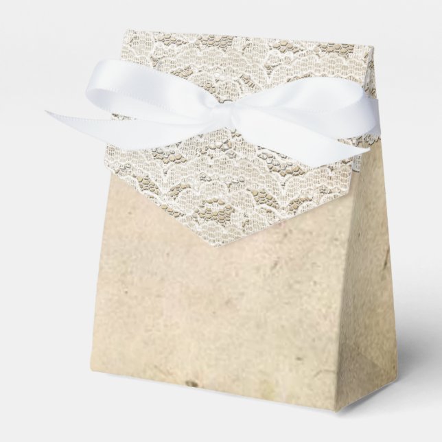 Vintage Lace Rustic Romance Wedding Favour Box (Front Side)