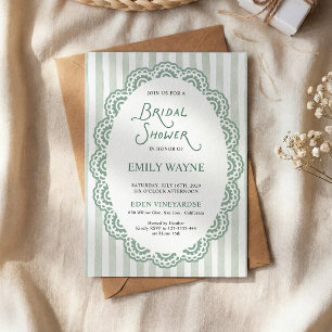  Vintage Lace Sage Green Bridal Shower  Invitation