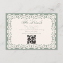 Vintage Lace Sage Green Wedding Website QR Code