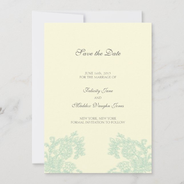 Vintage Lace Save the Date Card (Front)