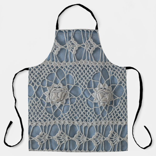 Vintage lace: small white roses. apron (Front)