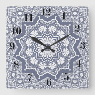 Vintage lace square wall clock