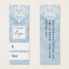 Vintage lace stencil damask blue price hang tag