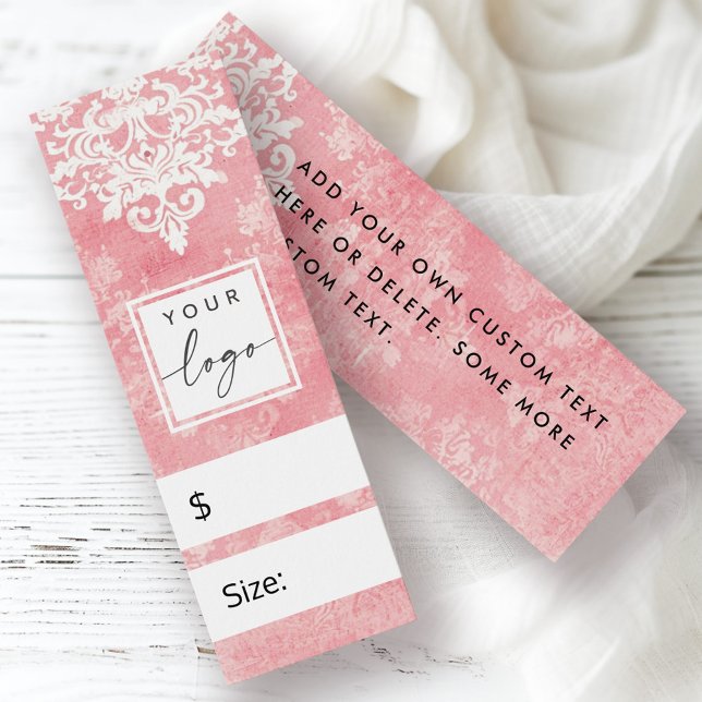 Vintage lace stencil damask pink price hang tag (Vintage lace stencil damask pink price hang tag)