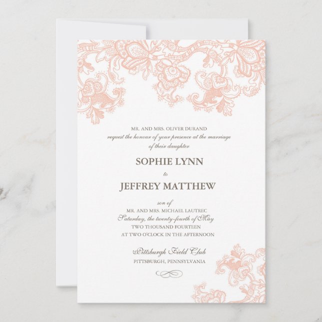 Vintage Lace Wedding Invitation (Front)