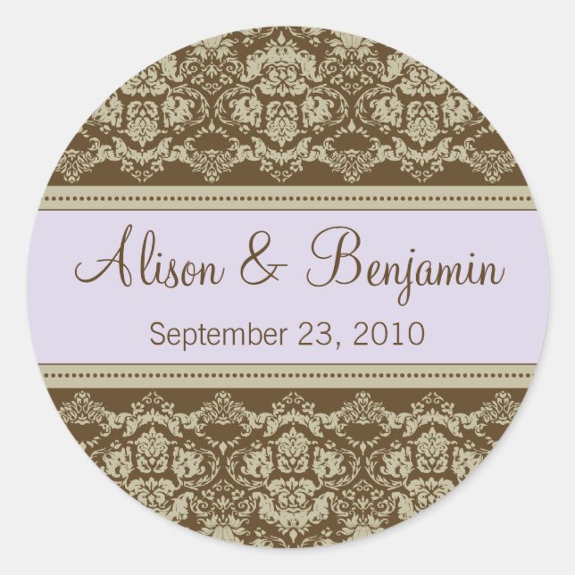 Vintage Lace Wedding Invitation Seal :: lilac (Front)