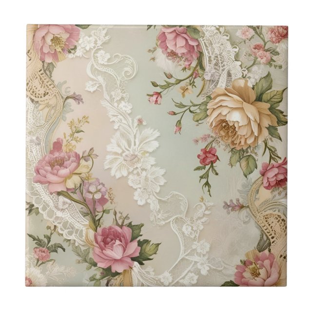Vintage Laces and Roses Tile (Front)