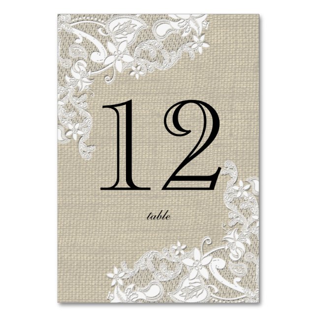 Vintage Lacey Floral Design Table Number (Front)