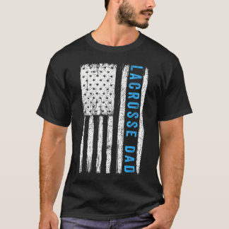 Vintage Lacrosse Dad American Us Flag Best Father T-Shirt