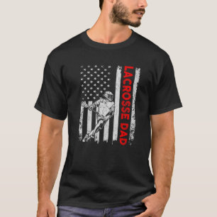 Vintage Lacrosse Dad USA Flag Retro Fathers Day Da T-Shirt