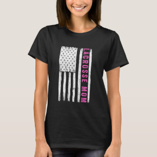 Vintage Lacrosse Mum American US Flag Best Mother  T-Shirt