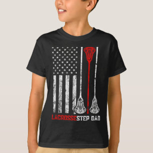 Vintage Lacrosse Step Dad Usa Flag Patriotic Famil T-Shirt
