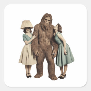 Vintage Ladies and Sasquatch Square Sticker