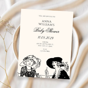 Vintage ladies baby shower invitation
