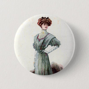 Vintage Ladies Fashion Illustration 1907 6 Cm Round Badge