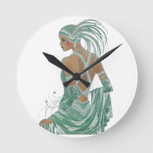 Vintage Ladies Going Green Art Print Round Clock
