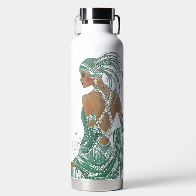 Vintage Ladies Going Green Art Print Water Bottle (Front)
