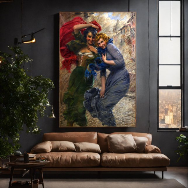 Vintage Ladies In Green Red Blue Canvas Print (Creator Uploaded)