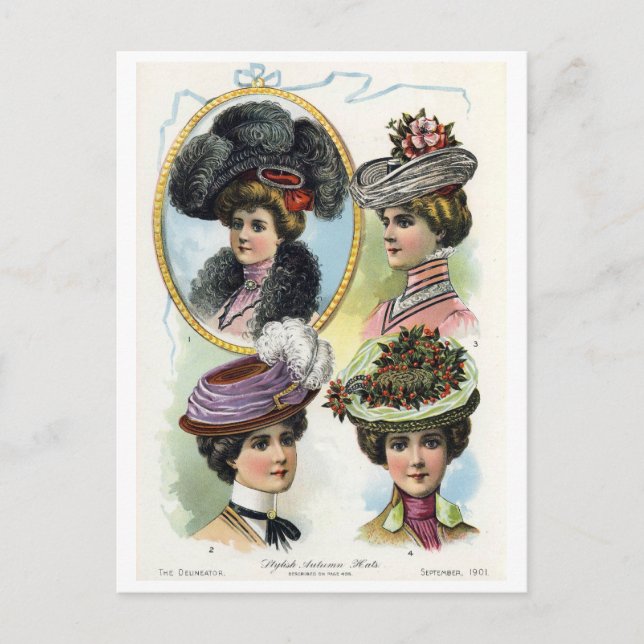 Vintage Ladies in Hats II Postcard (Front)