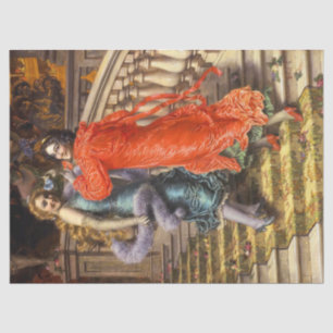 Vintage Ladies In Orange Grey In Theatre Decoupage Tissue Paper