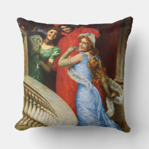 Vintage Ladies In Red Blue Green At Masquerade Cushion