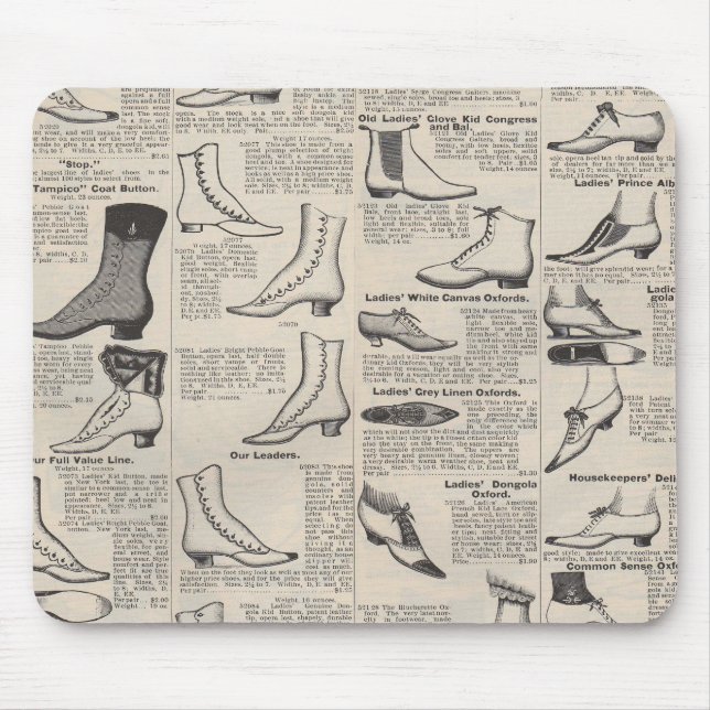 Vintage Ladies' Shoes Catalogue - 1900s Fashion Mouse Pad (Front)