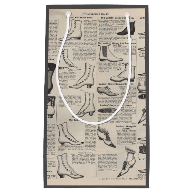 Vintage Ladies' Shoes Catalogue - 1900s Fashion Small Gift Bag (Front)