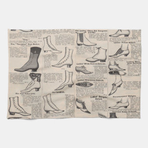 Vintage Ladies' Shoes Catalogue - 1900s Fashion Tea Towel