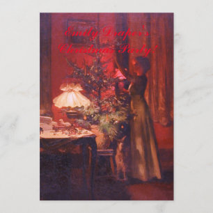 Vintage Lady and Christmas Tree Invitation