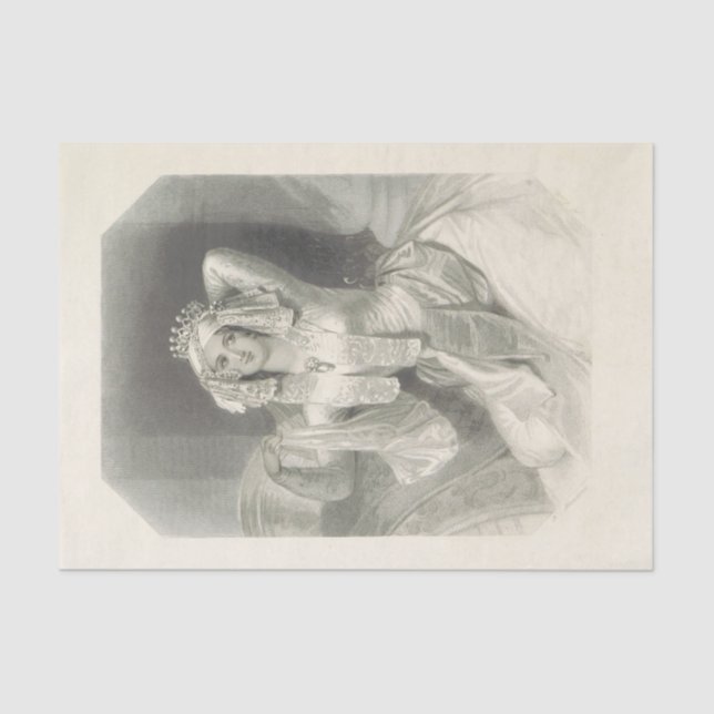 Vintage Lady Black and White Tissue Paper (Front)