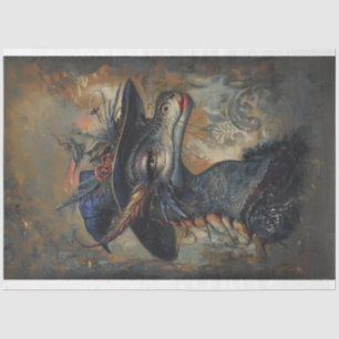 Vintage Lady Dragon Decoupage,  Tissue Paper