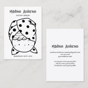 Vintage Lady Drawing Jewellery Earring Display Business Card