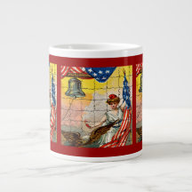 Vintage Lady, Eagle, Flag and Liberty Bell Mosiac