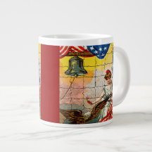 Vintage Lady, Eagle, Flag and Liberty Bell Mosiac