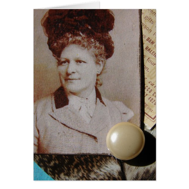 Vintage Lady, Feather, Button (Front)