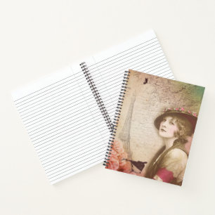 Vintage Lady Flowers Spiral Notebook