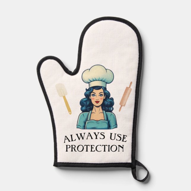 Vintage Lady Funny Oven Mitt (Front)