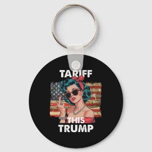 Vintage Lady Giving The Middle Finger Tariff This Key Ring
