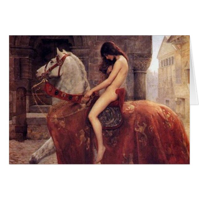 Vintage Lady Godiva on Horseback Card (Front Horizontal)