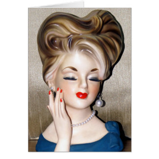 Vintage Lady Head Vase Model Glamourous 1960s Card