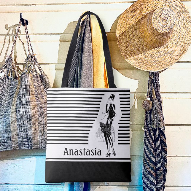 Vintage Lady in Black and White Tote Bag (Creator Uploaded)